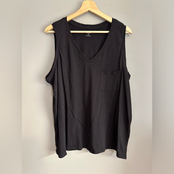 Ana Casual Black V-Neck Tank Top Womens XL Basic Cotton Sleeveless Shirt - Picture 1 of 6